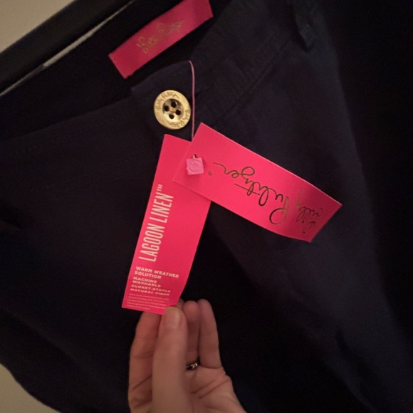 NWT Lilly Pulitzer BREETA LINEN TROUSER STYLE # 013058 TRUE NAVY Size 6 - Picture 6 of 8